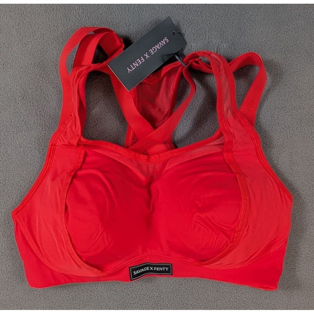 Savage Fenty Sports Bra Size 36C Red High Impact Racerback NWT